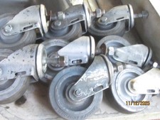 Colson 4x1 1/4" flat swivel casters and spare wheels. 10 casters 7 wheels in lot