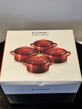 LE CREUSET Set of 4 Cast Iron Gourmand Mini Cocottes (11cm) Black Stoneware Set