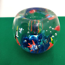 Vintage Murano glass aquarium candle holder with tropical fish 10 сm ( A 10 )