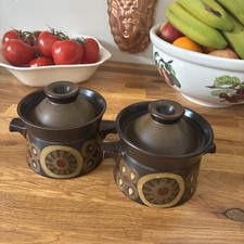 Denby - Arabesque - 2 x Lidded Soup Bowls 11cm Dia by Gill Pemberton