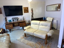 Ekornes Montana Teak & Leather 2 Seater Couch - Retro - G Plan Era - MCM Style