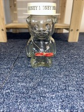 Vintage Clear Pressed Glass Piggy Bank  "Honey Money Bear " Bear Shape Jar.