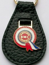 BMC ENAMEL AND LEATHER KEYRING
