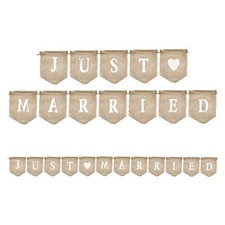 Rustic 'Just Married' Natural Hessian Wedding Celebration Flag Party Bunting