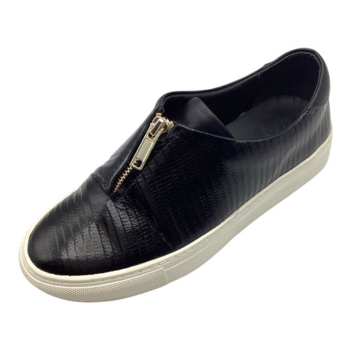 Jigsaw black leather trainers - black,