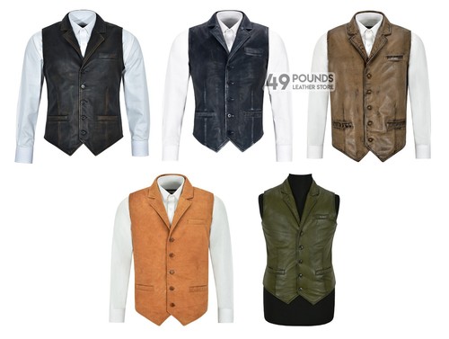 Smart mens leather waistcoat - leather,
