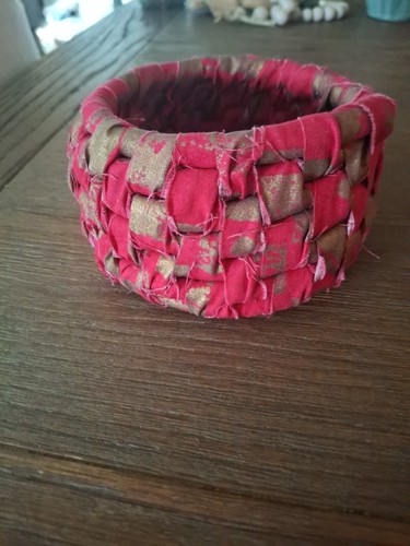 Rolled rag rug basket - rolled,