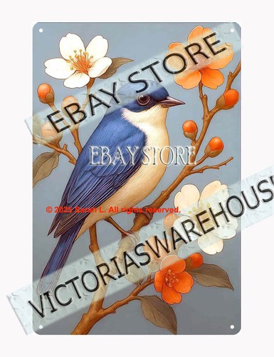 Blue bird tin sign nature - blue,