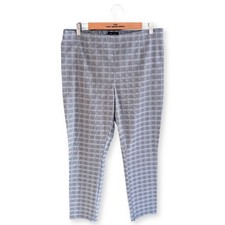 Ladies New Look Grey Checked Smart Skinny Stretch Trousers Size 16