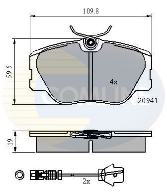 Comline front brake pad - comline, set