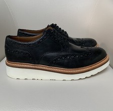 Grenson Archie Mens Shoe Size 9 UK In Black With Contrasting White Sole