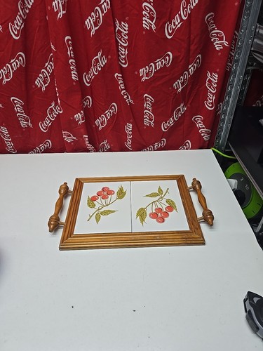 Vintage ceramic tile tray with - ceramic,