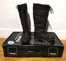TOGGI CANYON Size 36 Waterproof Leather Equestrian Boots + box  BLACK Wide Calf