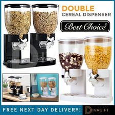 CEREAL DISPENSER BREAKFAST FLOUR RICE DRY FOOD PASTA STORAGE DOUBLE CONTAINER