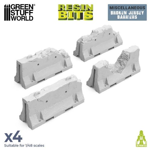 Broken jersey barriers - broken,