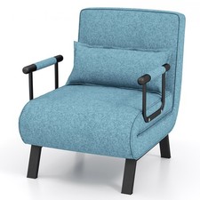 4-in-1 Folding Arm Chair Sleeper w/ 6-Position Adjustable Backrest-Turquoise