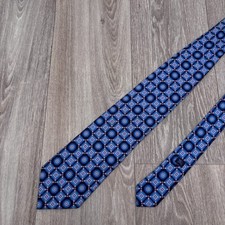 Burberry Mens Silk Tie Blue Geometric Squares Dots Spots Formal Italy Made 9.5cm