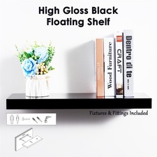 Modern HIGH GLOSS Shelf Floating Wall Shelves White Black Grey Bookcase Display
