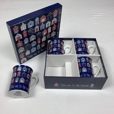 Elgate Beach Hut Coastal Blue Fine China Mug Set Of 4 Take Me To The Beach