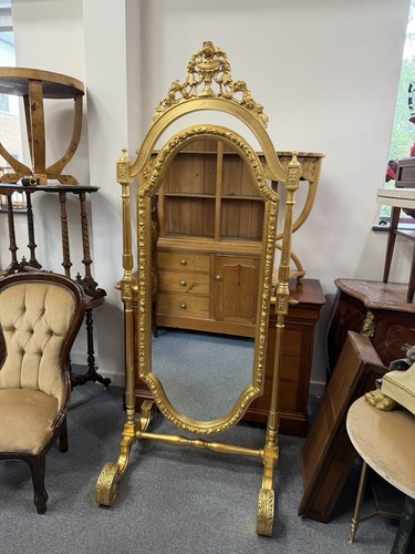 Louis xvi gilt cheval mirror - gilt,