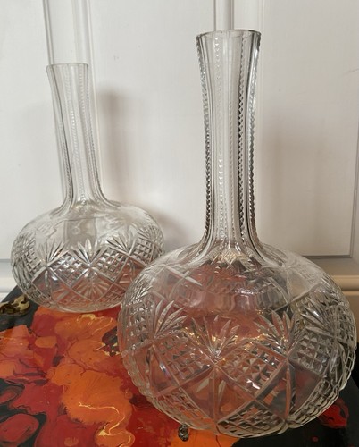 Pair antique cut crystal - antique,