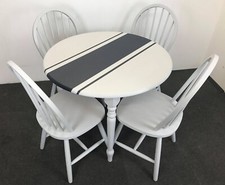 Vintage Dining Kitchen Farmhouse Painted Pine Table and 4 chairs Hand painted