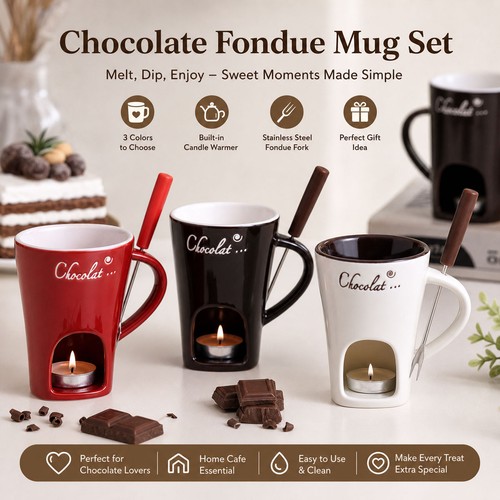 Chocolate fondue mug with - chocolate,
