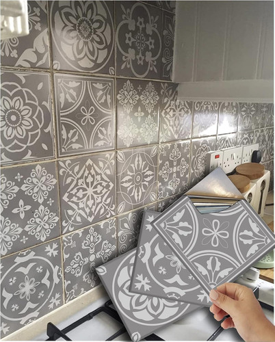 Grey tile stickers - 48,