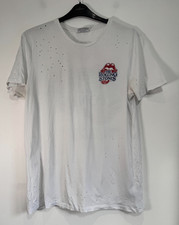 Primark The Rolling Stones T Shirt Mens Large White 1978 JFK Graphic Distressed