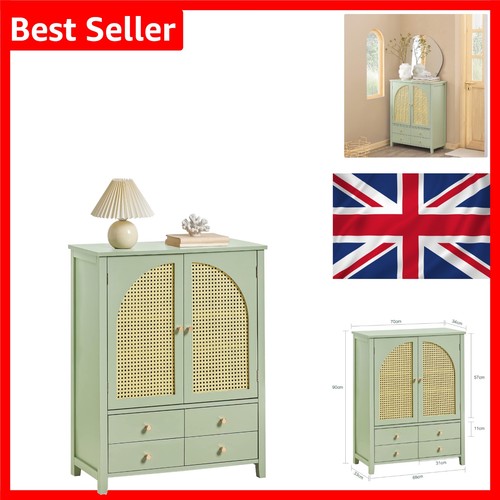 Green oak effect sideboard - green,
