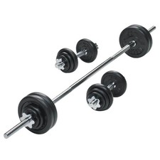 York 50kg Barbell & Dumbbell Weight Set Cast Iron Adjustable Bar Home Lifting