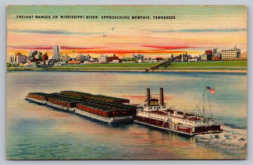 Postcard freight barges - freight,