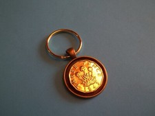 THREE PENNY BIT - ANTIQUE BRONZE & GOLD - CASED PENDANT KEY RING - 1937 to 1967
