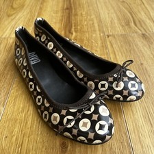 Riva Black Brown Cream Ballerina Shoes UK4