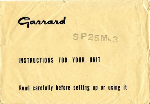 Garrard sp25 mk3 instruction - sp25,