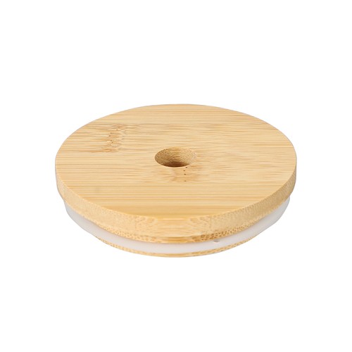 Mason jar bamboo lid - lid, hole