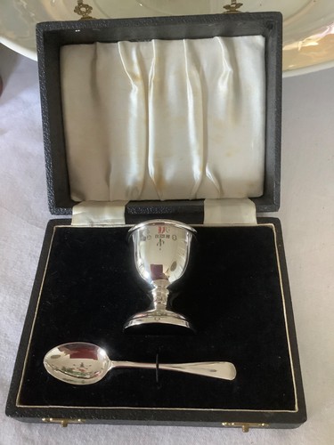 Silver christening set egg - silver,