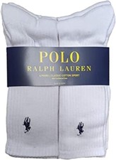 Polo Ralph Lauren Mens Classic Socks 6 PACK (One size, White)