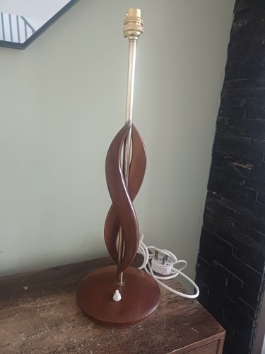 Mid century teak brass wavy - &,