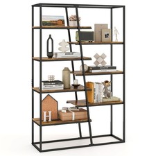 Costway Tall Bookshelf 7-Tier Industrial Etagere Bookcase Display Rack-Brown