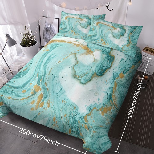 Mint gold marble duvet - mint, cover