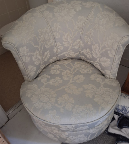 Pale blue damask upholstered - pale,