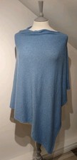 Marc Bellucci Onesize Knitted Poncho Cape Cashmere Silk Wool Blend Blue Chic