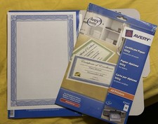 Avery C2425 A4 Certificate Paper, Blue Certificate Border, 10 A4 Sheets per Pack