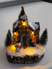 Lovely Lemax Christmas Village Church Scene & Carol Singers With Lights ?