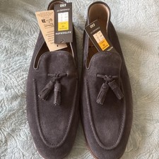 Marks and Spencer Men's Autograph Navy Leather Suede Shoes Size 10 Brand New