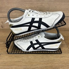 Asics Onitsuka Tiger Shoes Jnrs Size UK 2 Retro Mexico 66 Flat Pumps White Gold