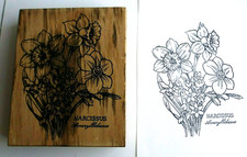 PSX  "K"  Rubber Stamp. Narcissus  Beautiful Design  Decoupages Well.  Dark Wood