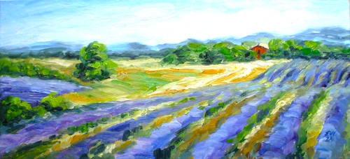 Lavender field framed original - lavender,