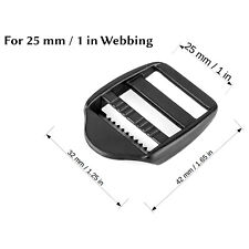 Ladderlock Rucksack Sliders Buckles for 25 mm / 1 in Webbing Strap Black Plastic